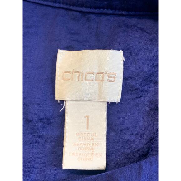 Chico's Women's Scoop Neck Button-Up Tank Top Short Sleeve Blue Size Small - Picture 3 of 5